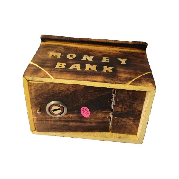 Antique Finish Carving Design Hut Shape Money Bank - Image 3
