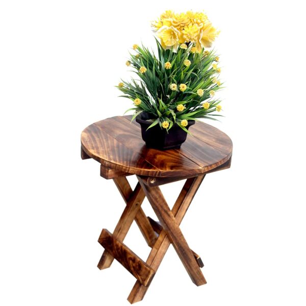 Wooden Foldable Round Stool Planter - Image 2